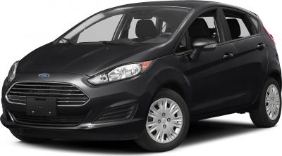 Front view of hatchback with distinctive grille and headlight design