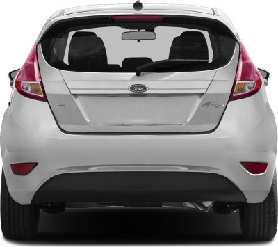 Rear view of 3 door hatchback with taillights and rear window