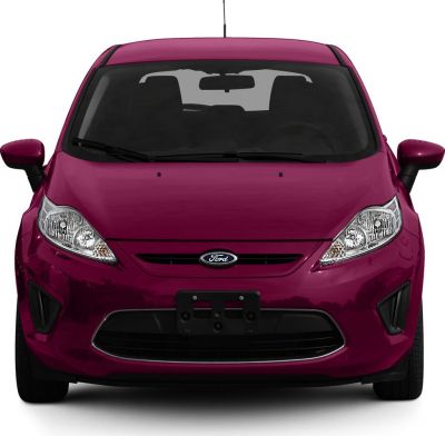Front view of a hatchback with distinct headlights and grille