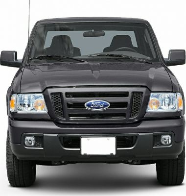 Front view showcasing grille, headlights and fog lights