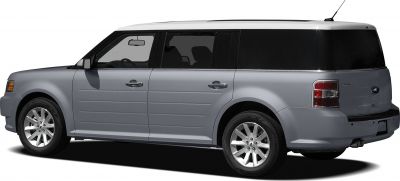 Side view of boxy SUV with two-tone roof and horizontal side grooves