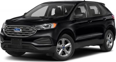 Front grille and side profile of black SUV with alloy wheels