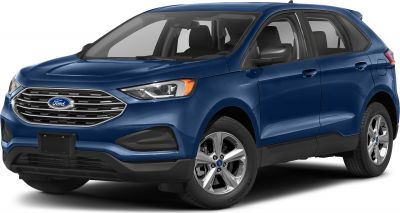 Front and side view of mid-size SUV with distinct grille and alloy wheels