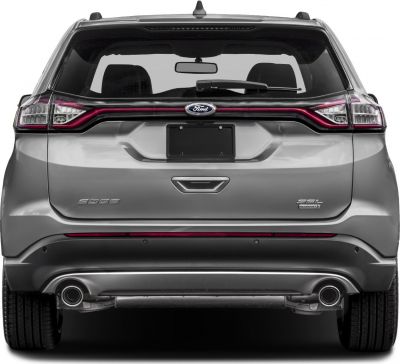 Rear view with dual exhaust pipes and LED taillights