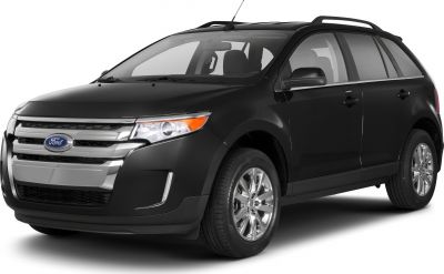 Black SUV front side with chrome grille and roof rails