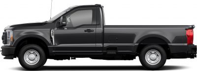 Side view of a heavy-duty pickup with regular cab and extended long bed