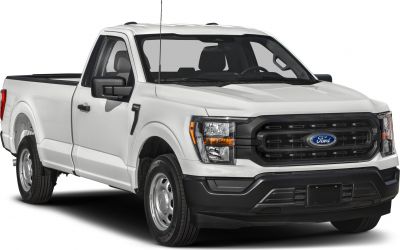 Front and side perspective of a heavy-duty pickup with regular cab and long box.