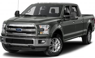 Heavy-duty pickup with large chrome grille and crew cab design
