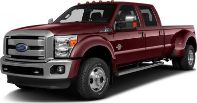 Heavy-duty pickup with crew cab and long bed, dual rear wheels