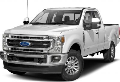 Front view of pickup truck with chrome grille and robust bumper