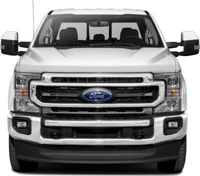 Front view of truck with chrome grille and detailed headlights