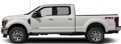 White heavy-duty pickup truck side profile with crew cab and short bed