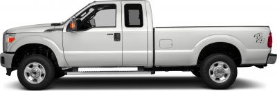 Side profile of extended cab pickup with long bed