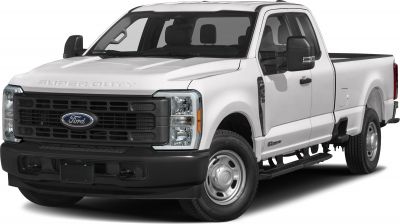 Front view of large pickup with distinctive grille and headlights