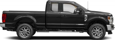 Regular cab, long box truck side profile with detailed wheels and tires