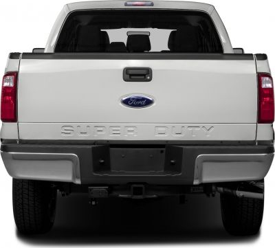 Rear view of pickup truck tailgate and taillights