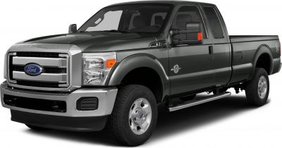 Pickup truck front side view with chrome grille and rugged design