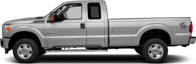 Side profile of a regular cab pickup with long cargo box