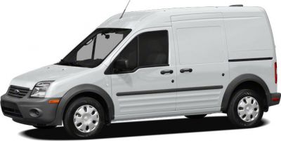 Side profile of a compact crew cargo van with black trim.
