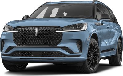 Front grille and LED headlights of a modern luxury SUV facelift