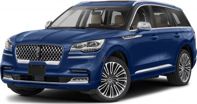 Luxury SUV front and side view with distinctive grille and sleek headlights