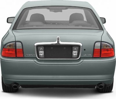 Rear view of a V8 sedan with dual exhaust and distinct tail lights