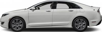 White sedan side profile with alloy wheels and aerodynamic design