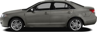 Side profile of a luxury sedan with alloy wheels and sleek shape