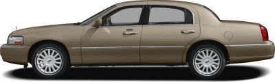 Full-size sedan side profile with alloy wheels and chrome trim