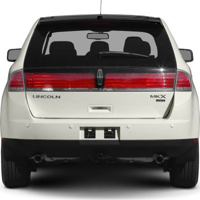 Rear view with horizontal tail lights and dual exhaust tips