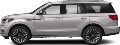 Side profile of a large SUV with distinctive multi-spoke wheels and extended body