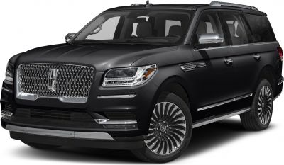 Front 3-4 view of black luxury SUV with distinctive grille and LED headlights