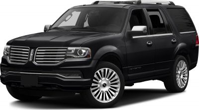 Black SUV with chrome grille and large alloy wheels from front-side view