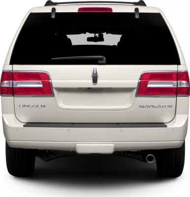 Rear view of SUV with tail lights and rear windshield wiper