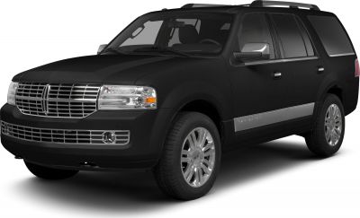 Black large SUV with chrome grille and alloy wheels