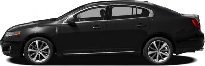 Luxury sedan side view with alloy wheels and chrome trim