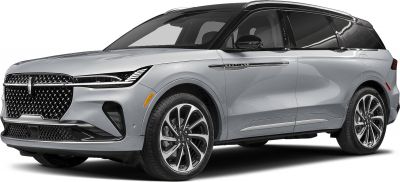 Front side of a luxury SUV with distinct LED headlights and large grille