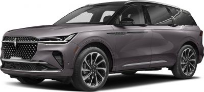 Front side view of sleek luxury SUV with LED headlights and distinctive grille