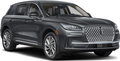 Front grille and LED headlights of a luxury SUV