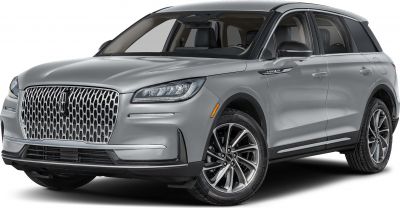 Large chrome grille and LED headlights on SUV front side