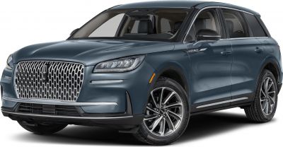 Front side view with mesh grille and alloy wheels