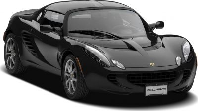 Front-side view of sleek black sports car with alloy wheels and aerodynamic body.
