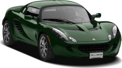 Sleek green sports coupe with aerodynamic body and detailed headlamps.
