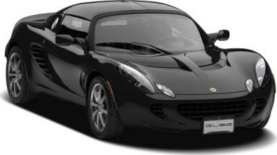Sleek black sports car front and side view with alloy wheels