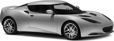Silver aerodynamic sports coupe with alloy wheels in side view
