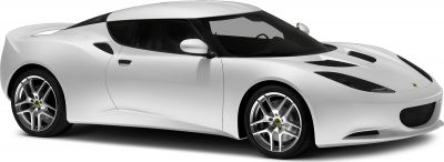 White sports coupe with sleek aerodynamic design and alloy wheels, side view.