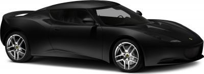 Black sports coupe with aerodynamic design and alloy wheels.