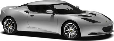 Silver sports coupe side view with sleek aerodynamic lines and alloy wheels