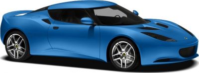 Blue two-door coupe with aerodynamic body and alloy wheels