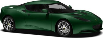 Green sports coupe with sleek side profile and alloy wheels